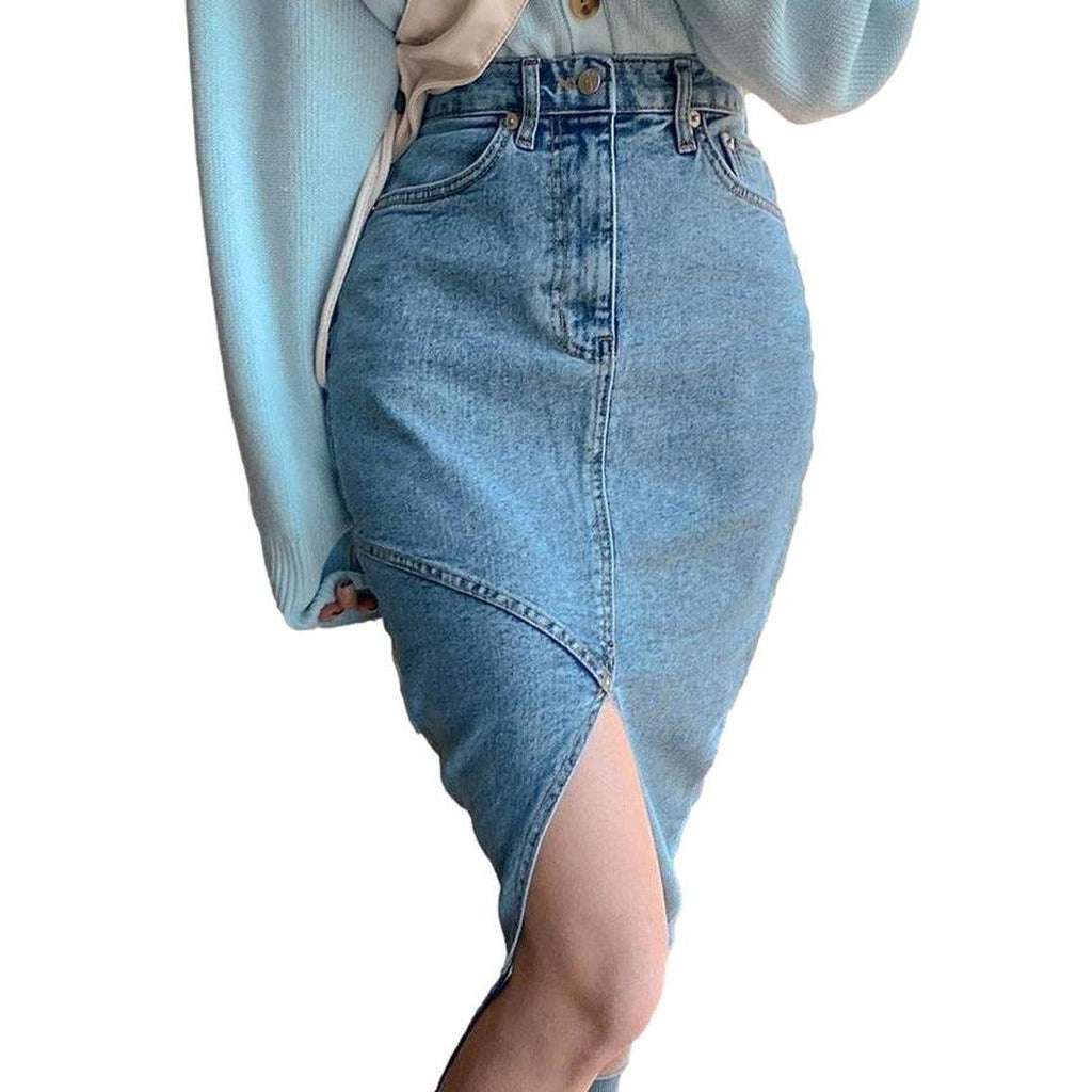 Damen Jeansrock mit Schlitz vorne