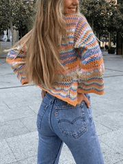 Stripe Crochet Knit Sweater