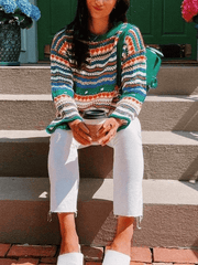 Stripe Crochet Knit Sweater