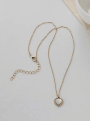 Rhinestone Edge Heart Pendant Necklace