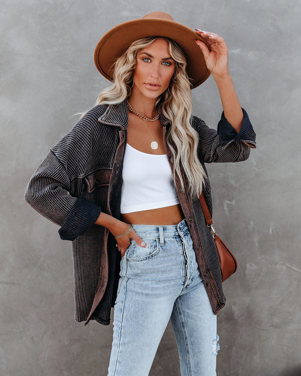 Rigo Cotton Button Down Shacket - Dusty Navy - FINAL SALE Ins Street