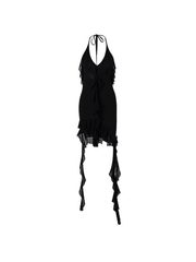 Neckholder-Minikleid mit Rüschenbesatz