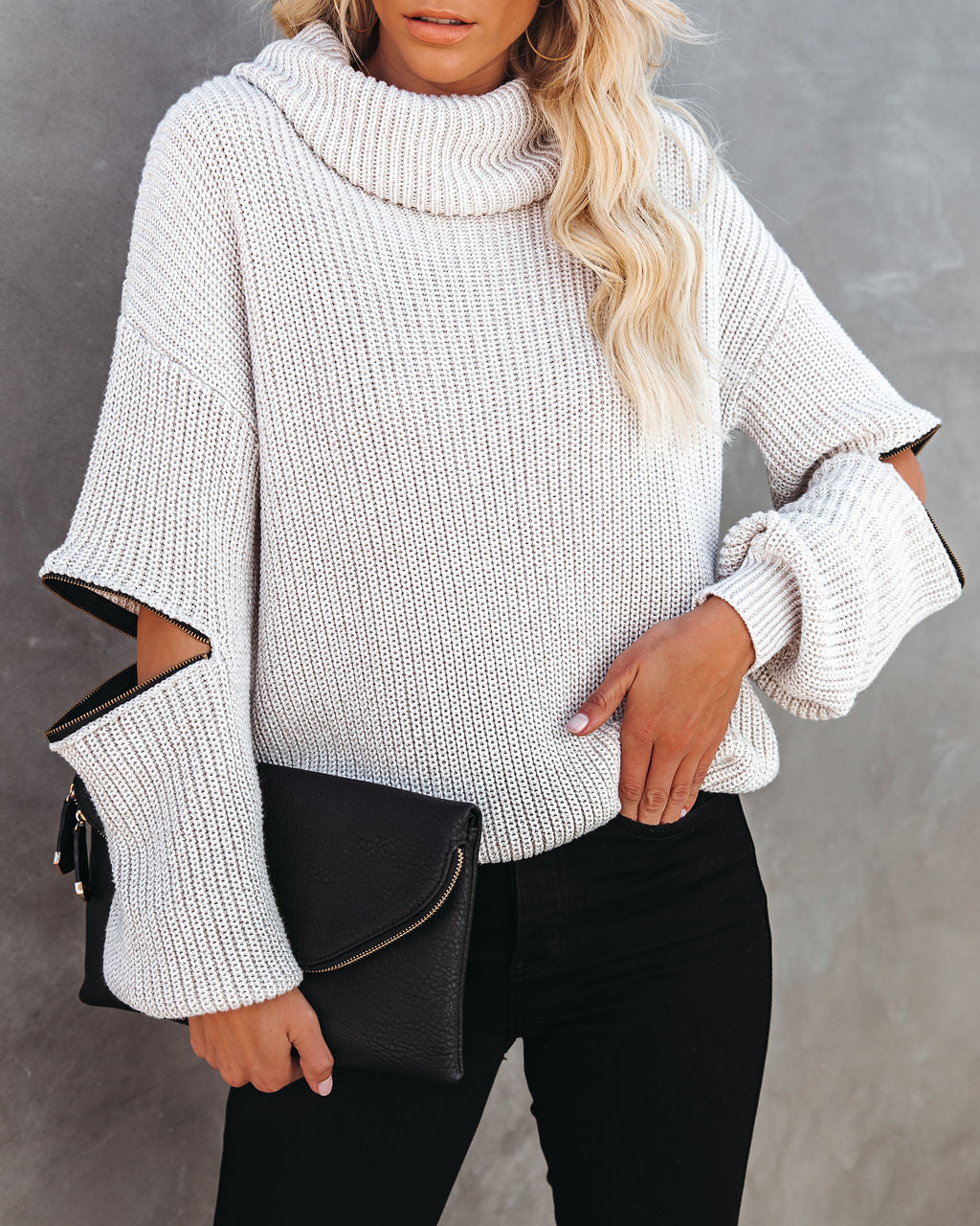 Shoreditch Cotton Blend Zip Sleeve Knit Sweater
