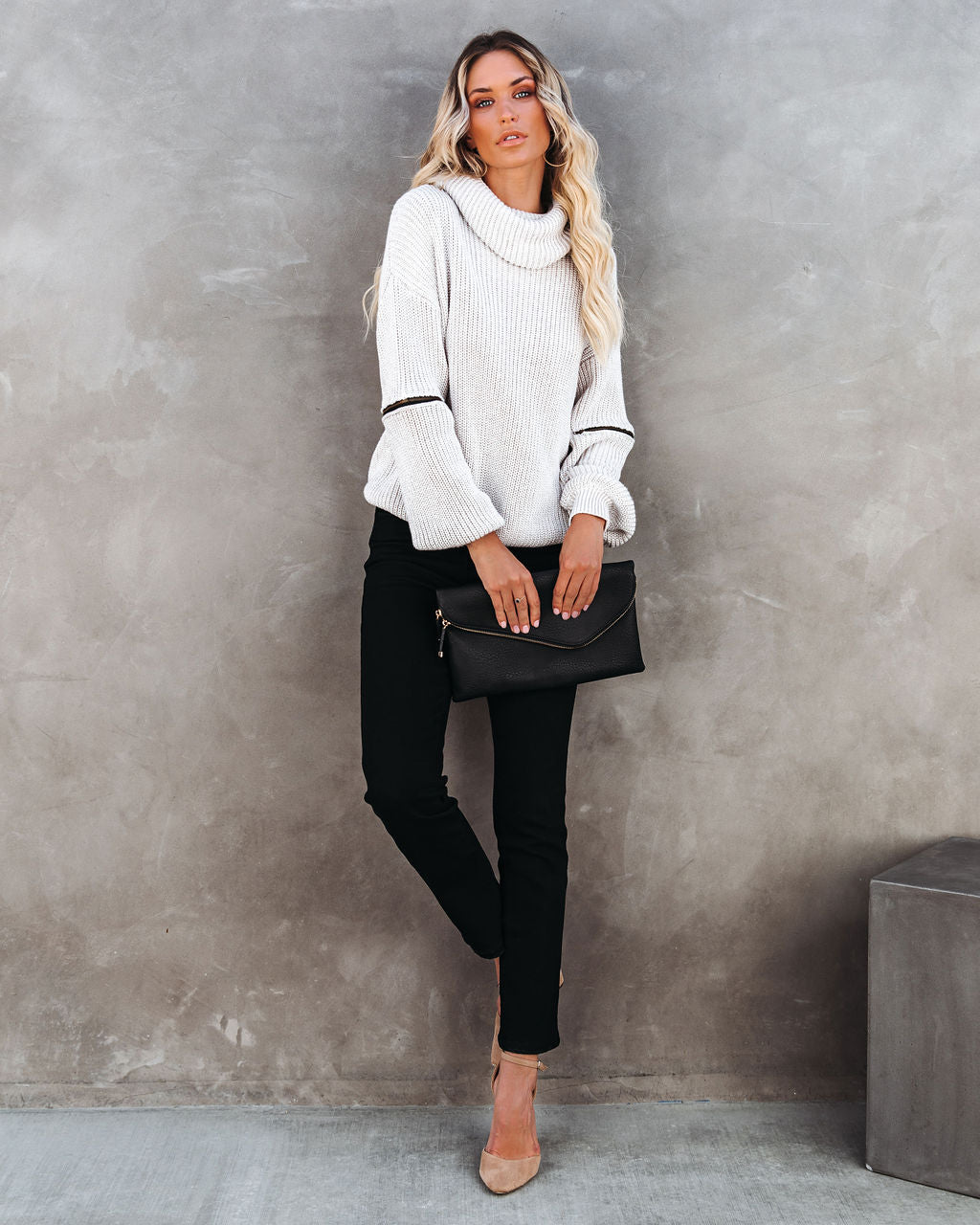 Shoreditch Cotton Blend Zip Sleeve Knit Sweater