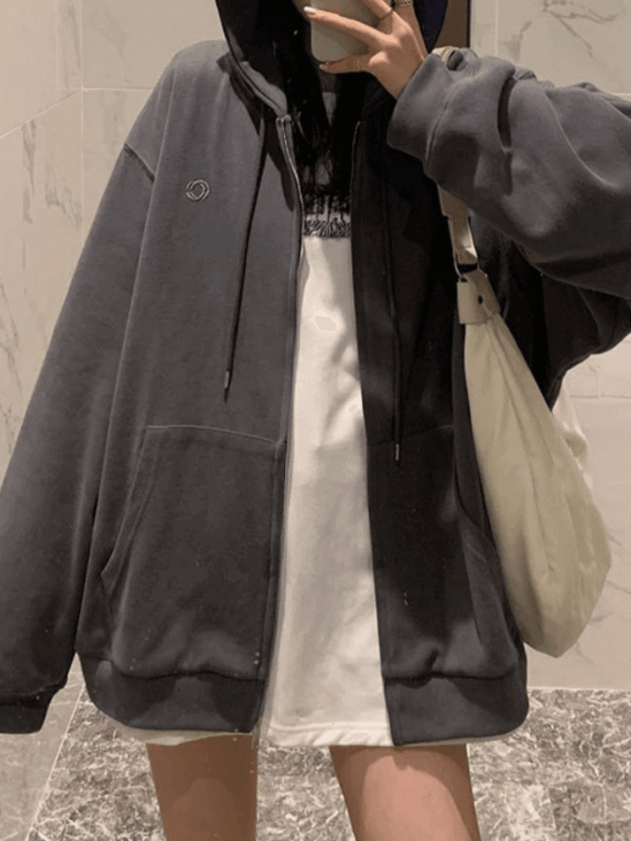 Solid Color Zip Up Hoodie