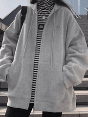 Solid Color Zip Up Hoodie