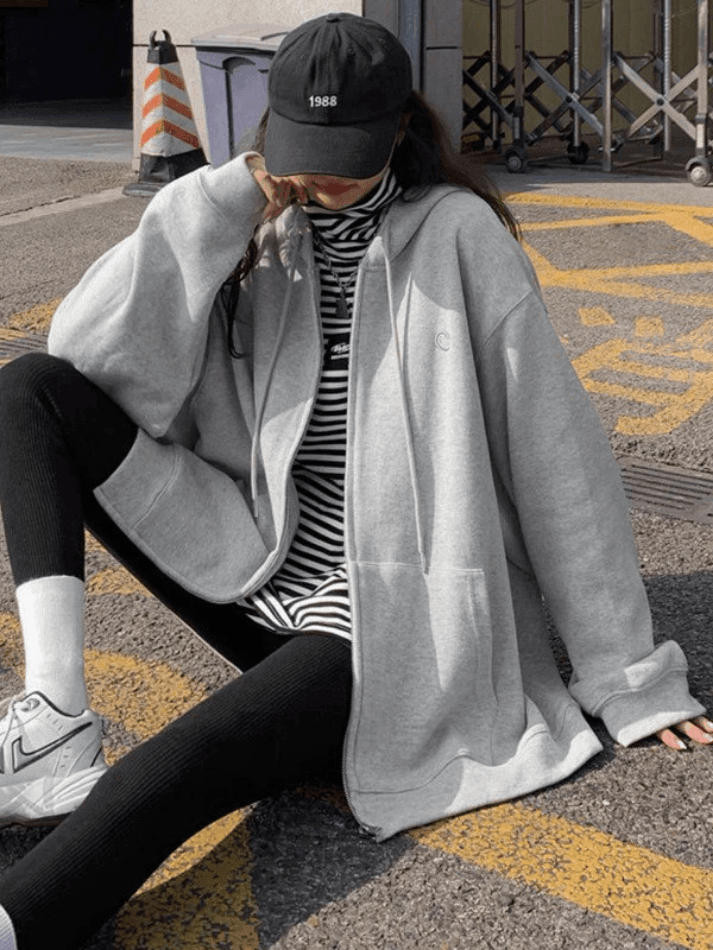 Solid Color Zip Up Hoodie