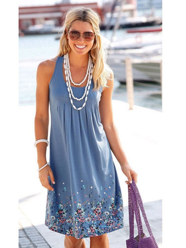 Sleeveless Printed Loose Dress