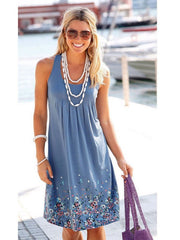 Sleeveless Printed Loose Dress