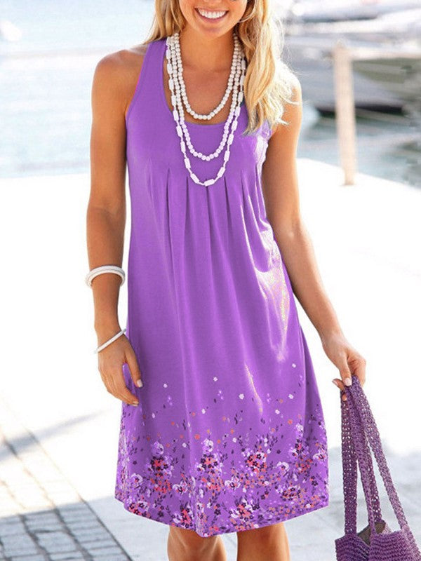 Sleeveless Printed Loose Dress