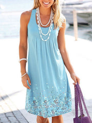 Sleeveless Printed Loose Dress
