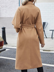 Autumn And Winter Mid-length Cardigan Strap Double-breasted Woolen Coat