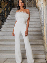 Feather Tube Top Jumpsuit