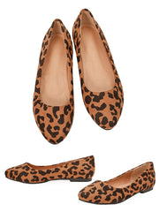Flacher Mund Leopardenmuster Flache bequeme All-Match-Mode Runde Zehen Damenschuhe 