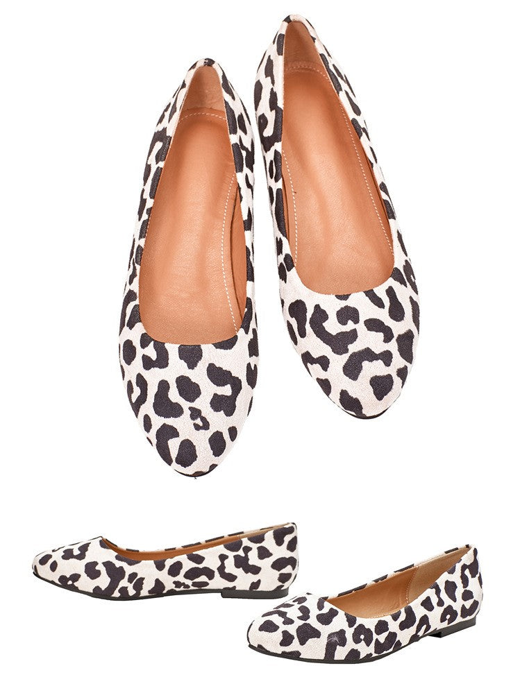 Flacher Mund Leopardenmuster Flache bequeme All-Match-Mode Runde Zehen Damenschuhe 