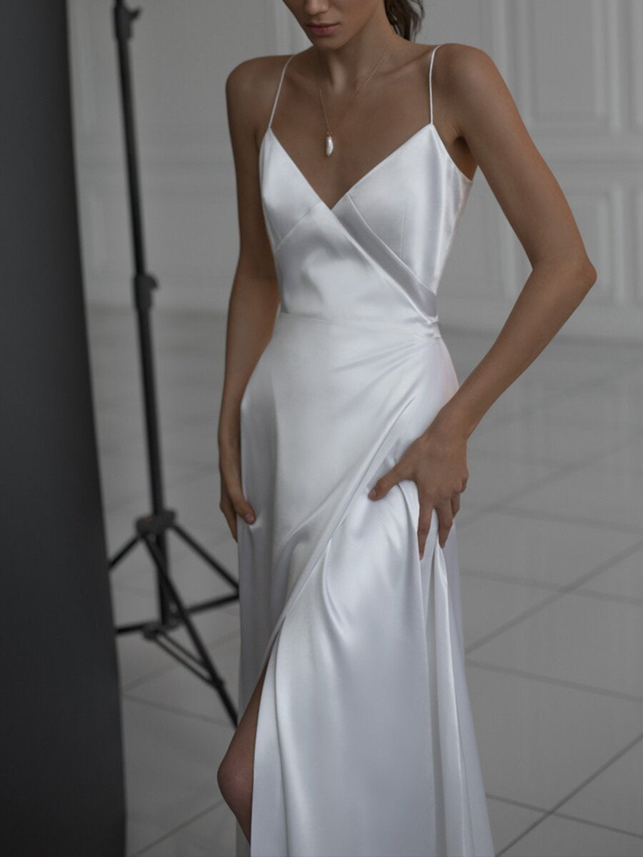 Elegantes Sling-Abendkleid mit V-Ausschnitt 