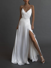 Elegantes Sling-Abendkleid mit V-Ausschnitt 