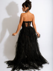 Sexy Abendkleid mit Spitzen-Netz-Tube-Top 