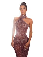 Romantic Sequin Split Trailing Evening Dress