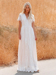 Tulle Deep V Romantic Wedding Dress
