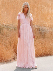 Tulle Deep V Romantic Wedding Dress