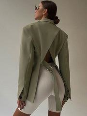 Fashionable Personality Cardigan Backless Long-sleeved Casual Small Suit