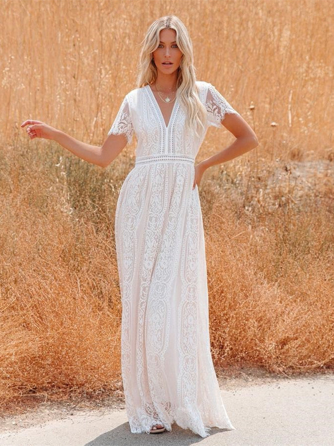 Tulle Deep V Romantic Wedding Dress