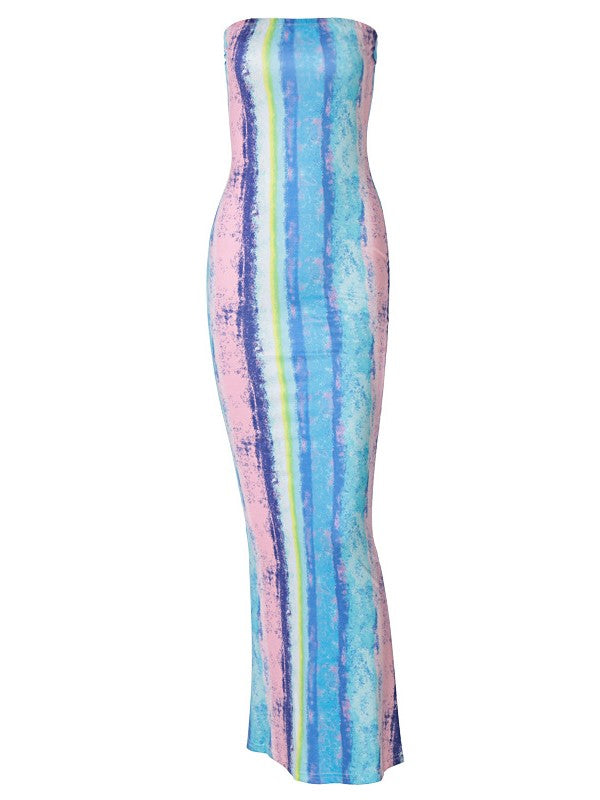 Printed Strapless Dress
