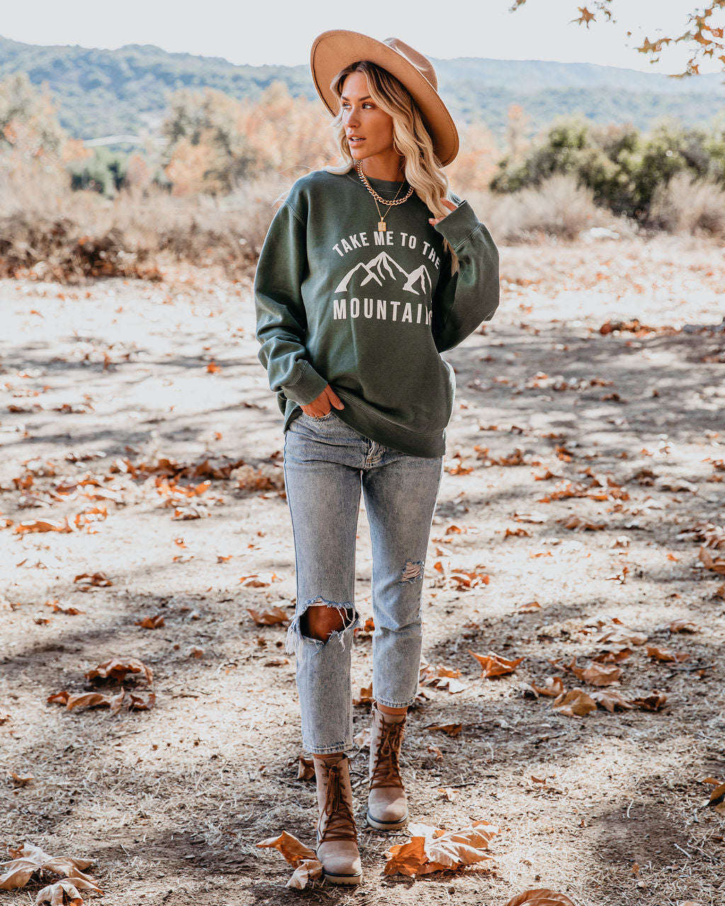 Sweatshirt „Take Me To The Mountains“ aus Baumwollmischung – ENDGÜLTIGER VERKAUF 