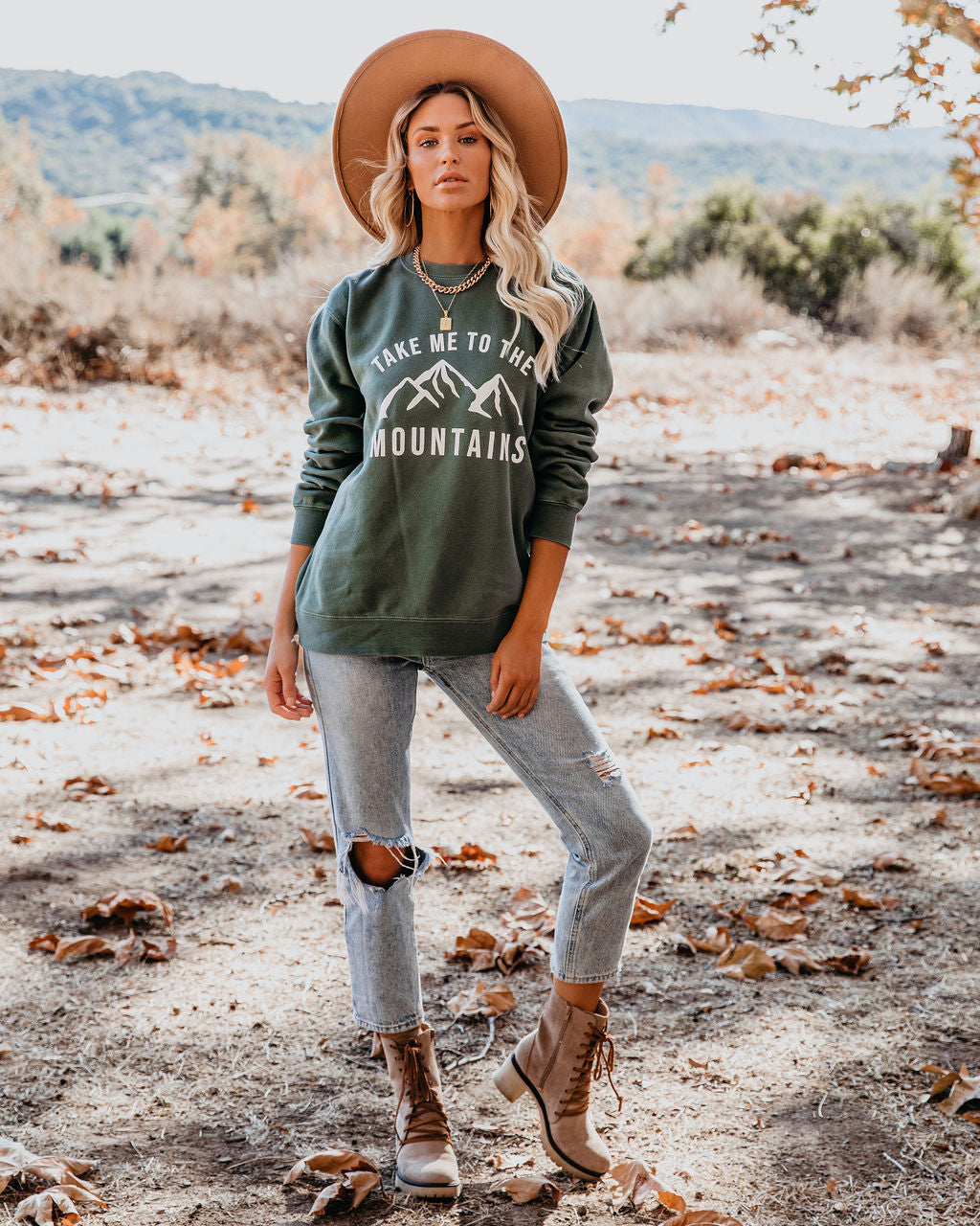 Sweatshirt „Take Me To The Mountains“ aus Baumwollmischung – ENDGÜLTIGER VERKAUF 