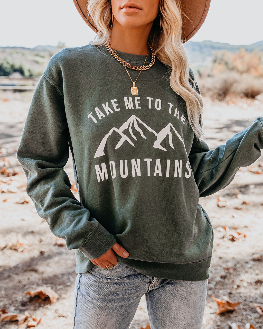 Sweatshirt „Take Me To The Mountains“ aus Baumwollmischung – ENDGÜLTIGER VERKAUF 