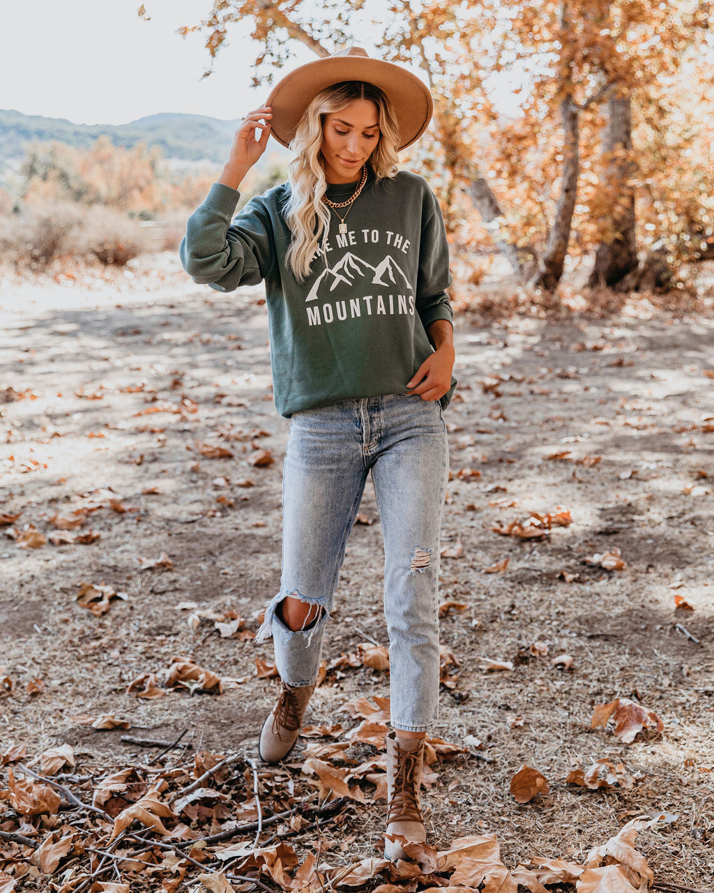Sweatshirt „Take Me To The Mountains“ aus Baumwollmischung – ENDGÜLTIGER VERKAUF 