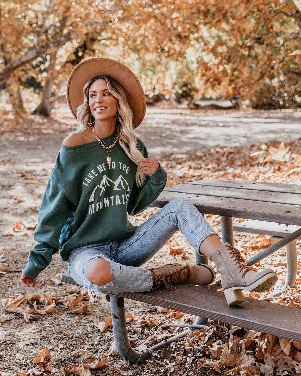 Sweatshirt „Take Me To The Mountains“ aus Baumwollmischung – ENDGÜLTIGER VERKAUF 