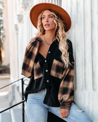 Taron Hemdjacke aus Baumwollmischung mit kontrastierendem Karomuster - Schwarz