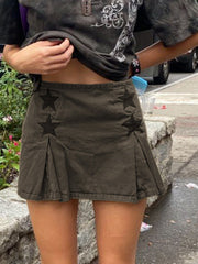 Gewaschener Jeansrock mit Sternen-Patch