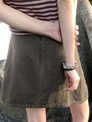 Gewaschener Jeansrock mit Sternen-Patch