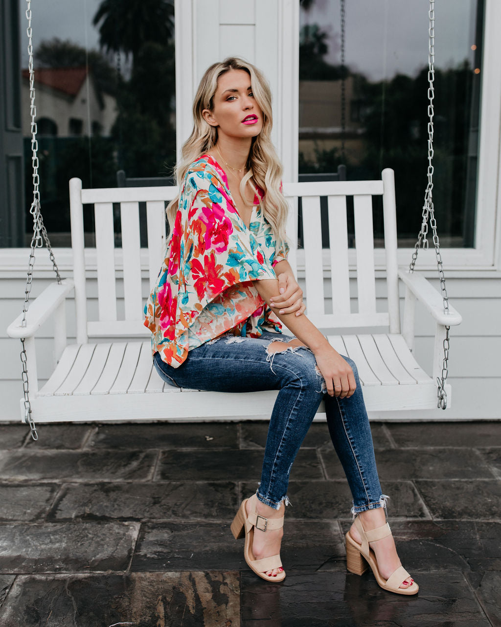 Tropicana-Kimono-Oberteil mit Blumenmuster 
