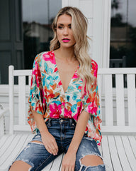 Tropicana-Kimono-Oberteil mit Blumenmuster 