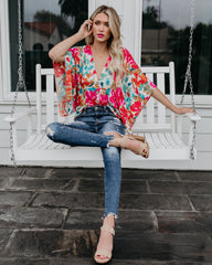 Tropicana-Kimono-Oberteil mit Blumenmuster 