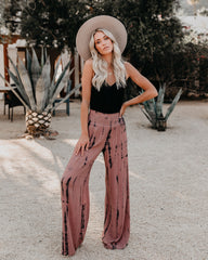 Uma Smocked Tie Dye Pants - Mauve Grey