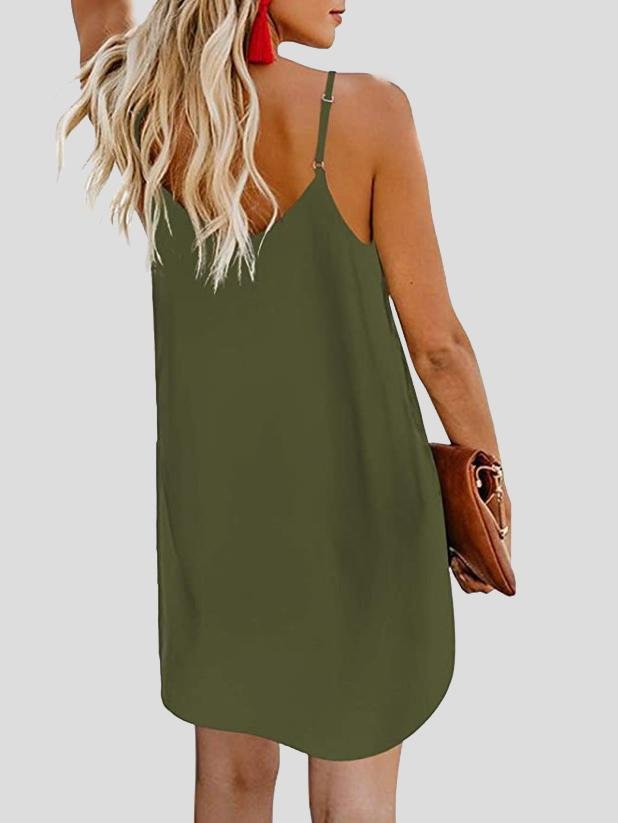 V-neck Single-breasted Sleeveless Suspender Dress Ins Street