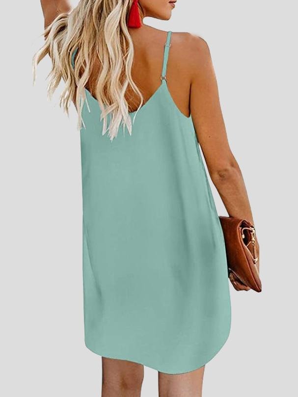 V-neck Single-breasted Sleeveless Suspender Dress Ins Street