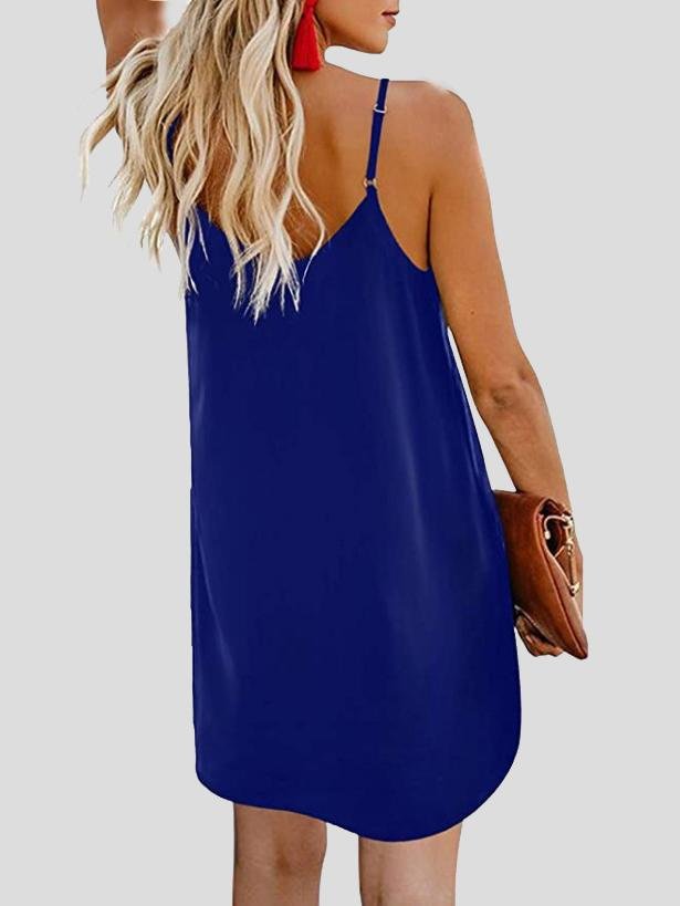 V-neck Single-breasted Sleeveless Suspender Dress Ins Street