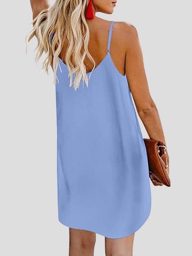 V-neck Single-breasted Sleeveless Suspender Dress Ins Street