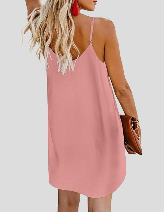 V-neck Single-breasted Sleeveless Suspender Dress Ins Street
