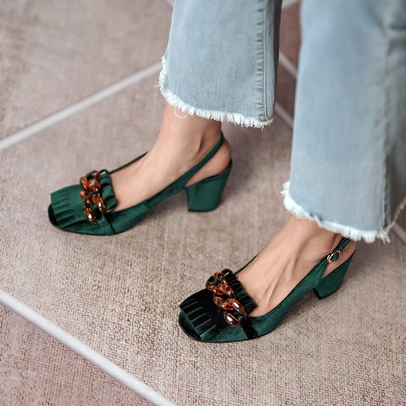 Carla Vintage Slingback Chunky Heels Newgew