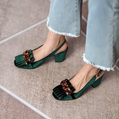 Carla Vintage Slingback Chunky Heels Newgew