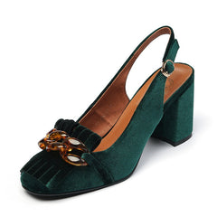 Carla Vintage Slingback Chunky Heels Newgew