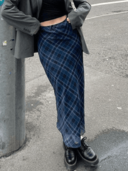 Vintage Karierter Maxirock