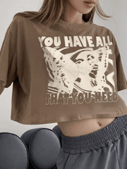 Kastenförmiges Crop-Top mit Vintage-Print